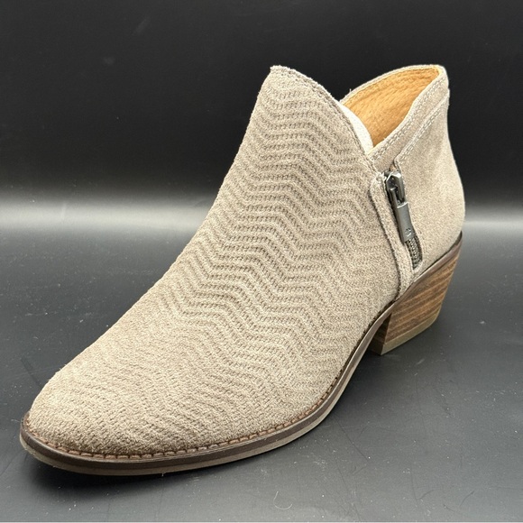 Lucky Brand Women's Gray Suede Fhuna Ankle Boots Slip on Zipper - Picture 7 of 7